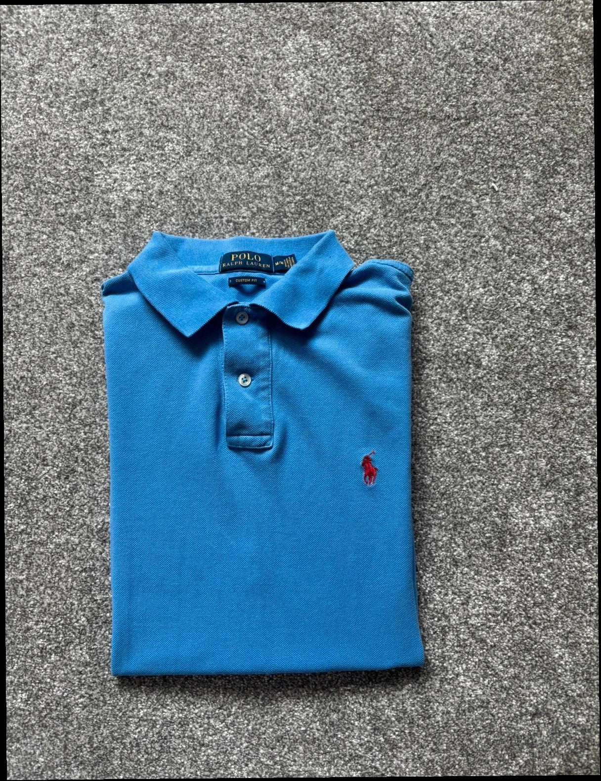 Ralph Lauren Blue Polo Shirt "Custom Fit" - Size Large