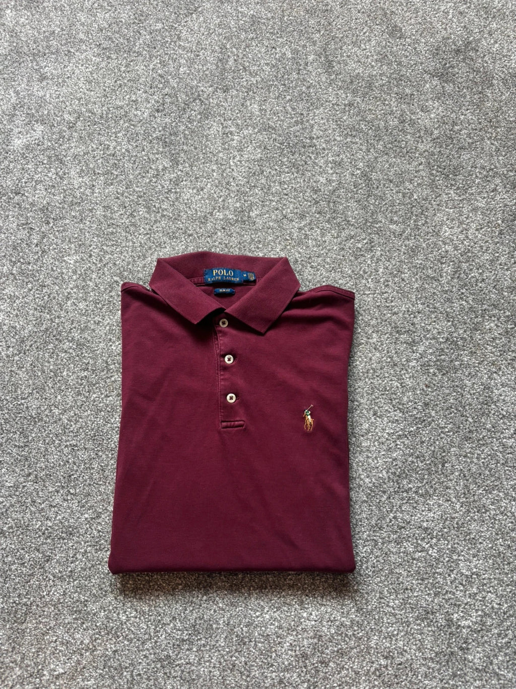 Ralph Lauren Burgundy Polo Shirt "Slim Fit" - Size Medium RRP £135