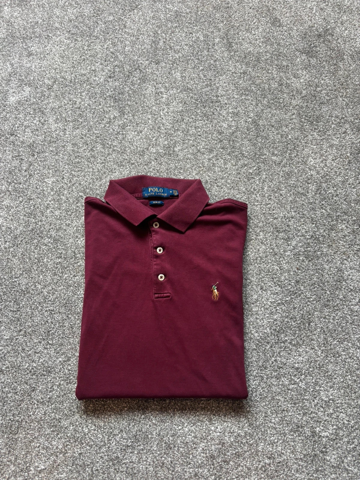 Ralph Lauren Burgundy Polo Shirt "Slim Fit" - Size Medium RRP £135