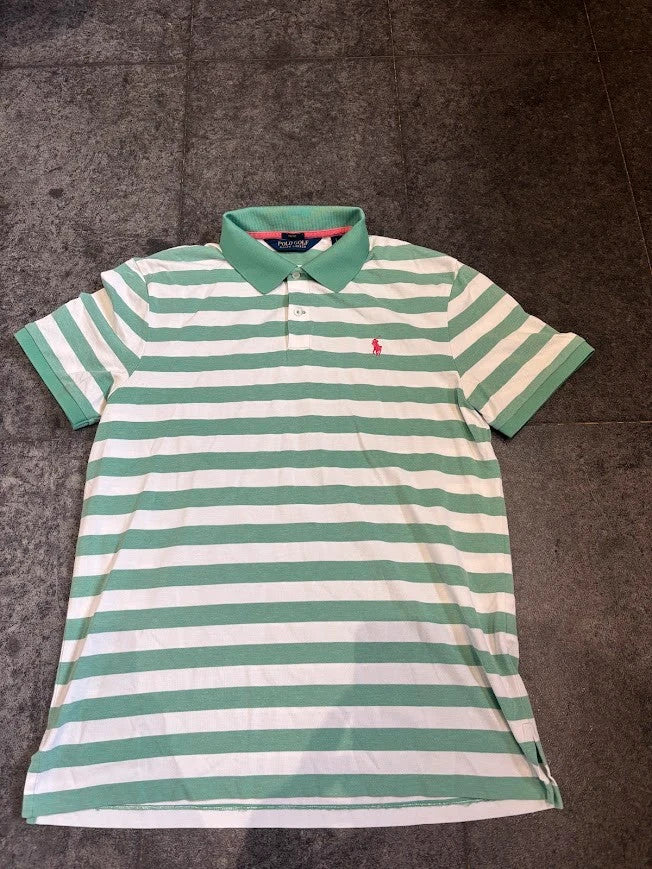 Ralph Lauren Polo Shirt Mens Large Green & White Pro Fit Polo