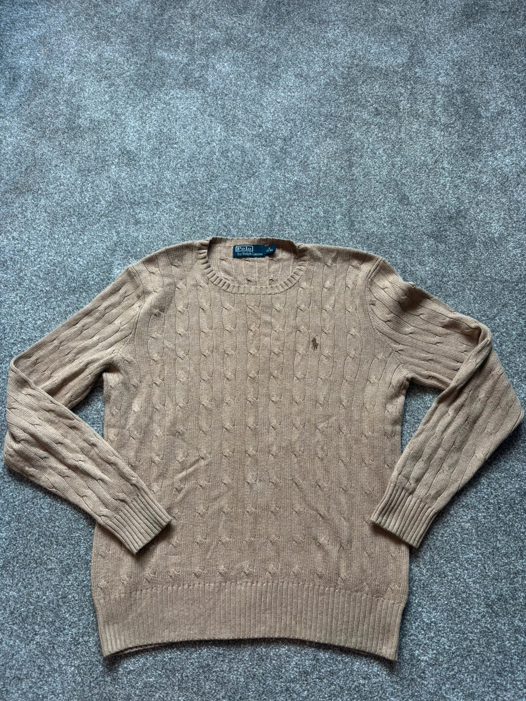 Ralph Lauren Beige Cable-knit Jumper - Size Medium