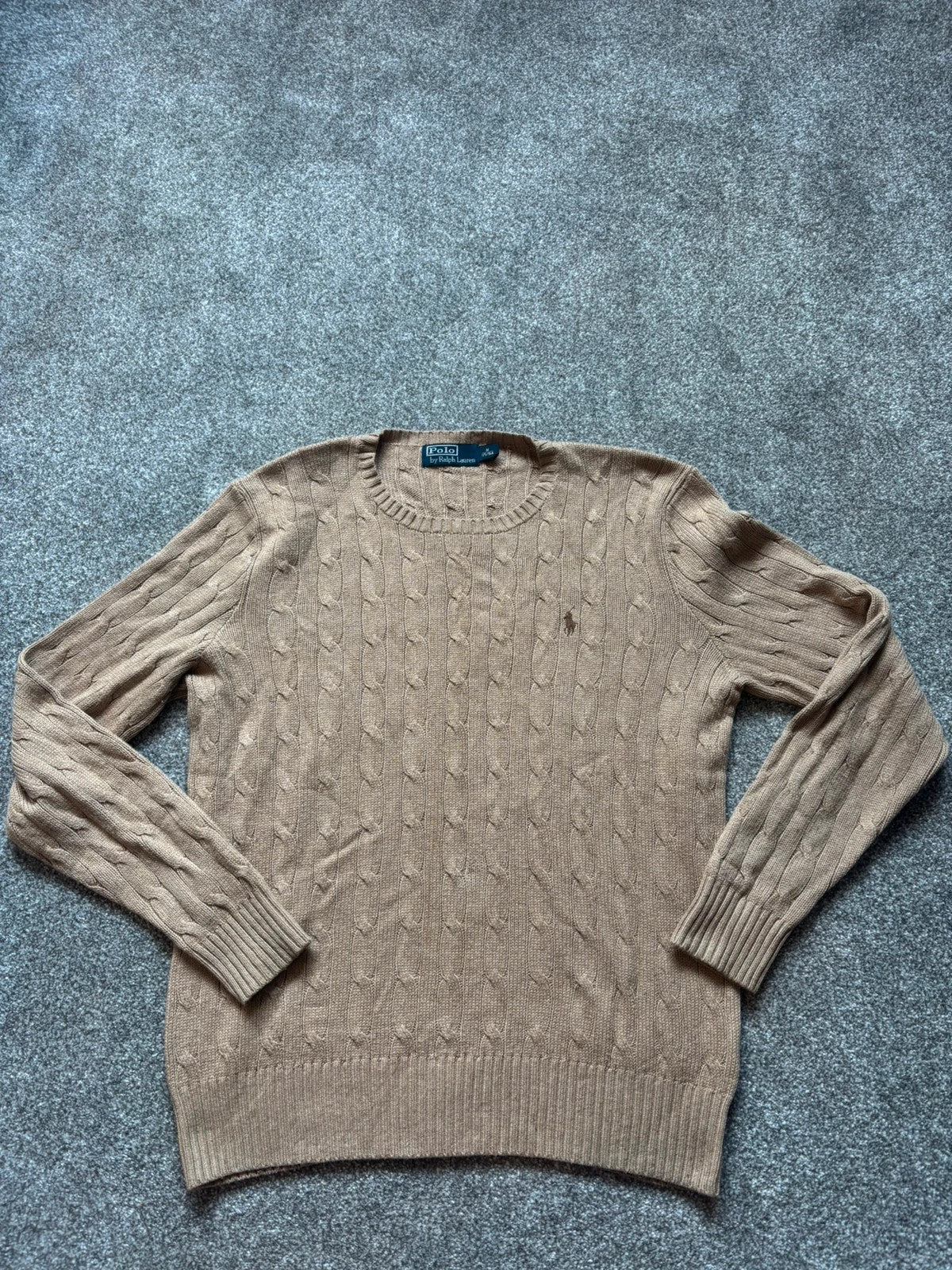Ralph Lauren Beige Cable-knit Jumper - Size Medium