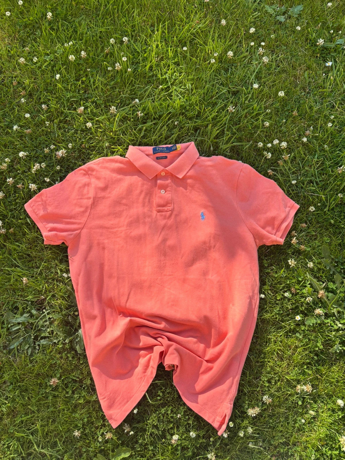Ralph Lauren Coral Polo Shirt "Custom Slim Fit" - Size Large RRP £120