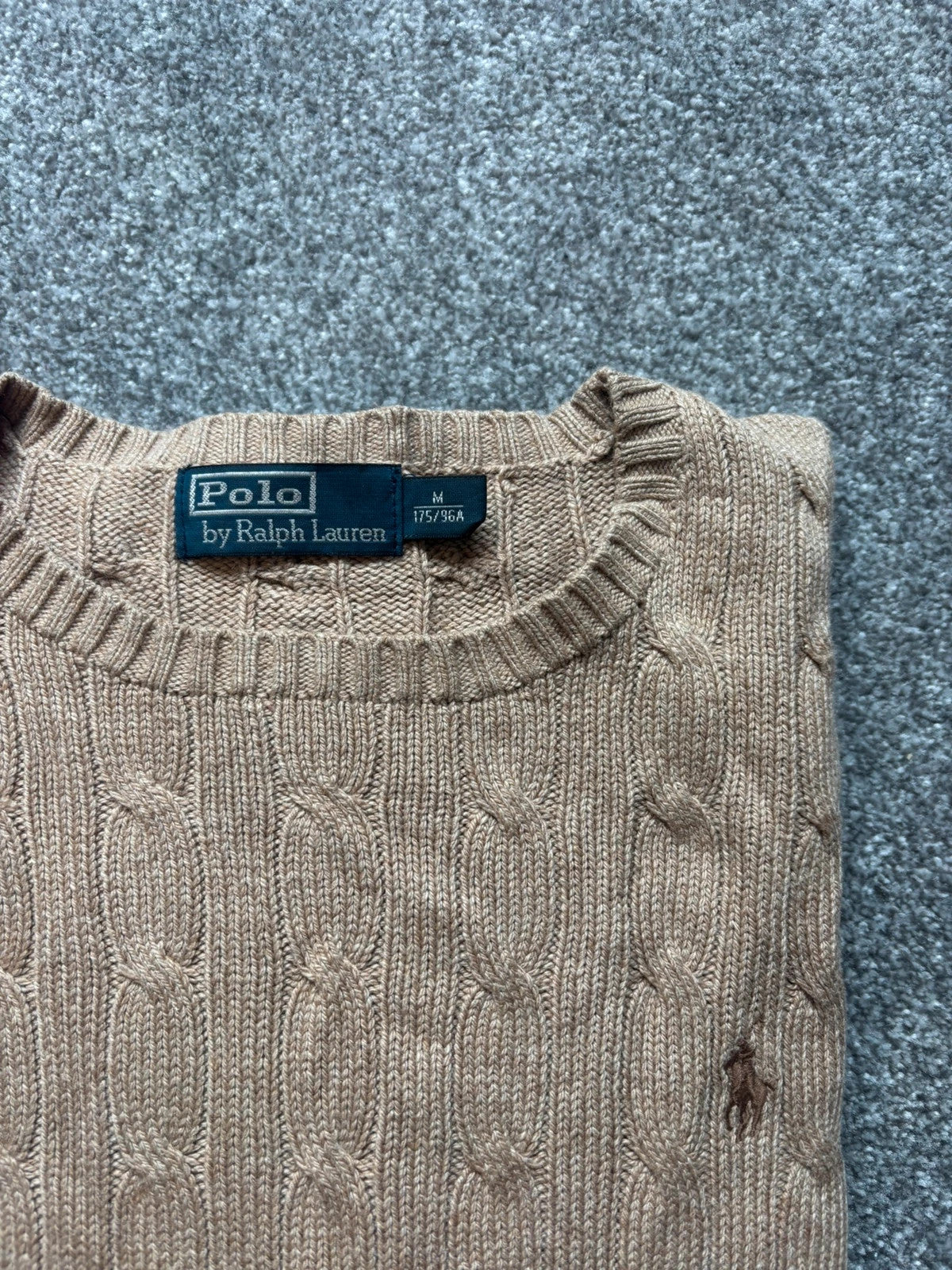 Ralph Lauren Beige Cable-knit Jumper - Size Medium