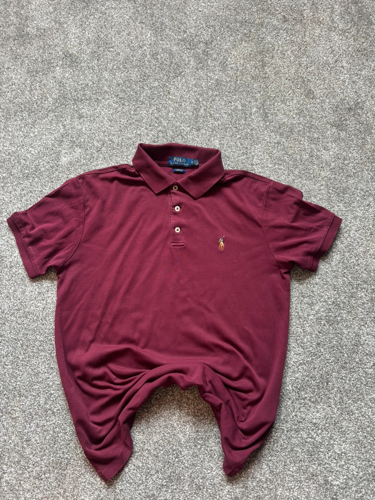 Ralph Lauren Burgundy Polo Shirt "Slim Fit" - Size Medium RRP £135