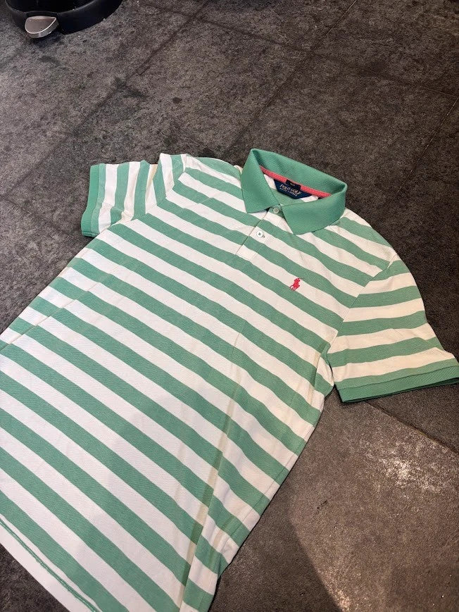 Ralph Lauren Polo Shirt Mens Large Green & White Pro Fit Polo