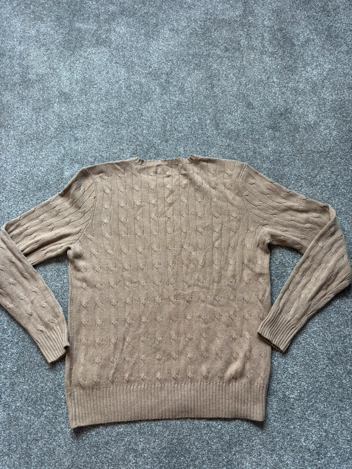 Ralph Lauren Beige Cable-knit Jumper - Size Medium