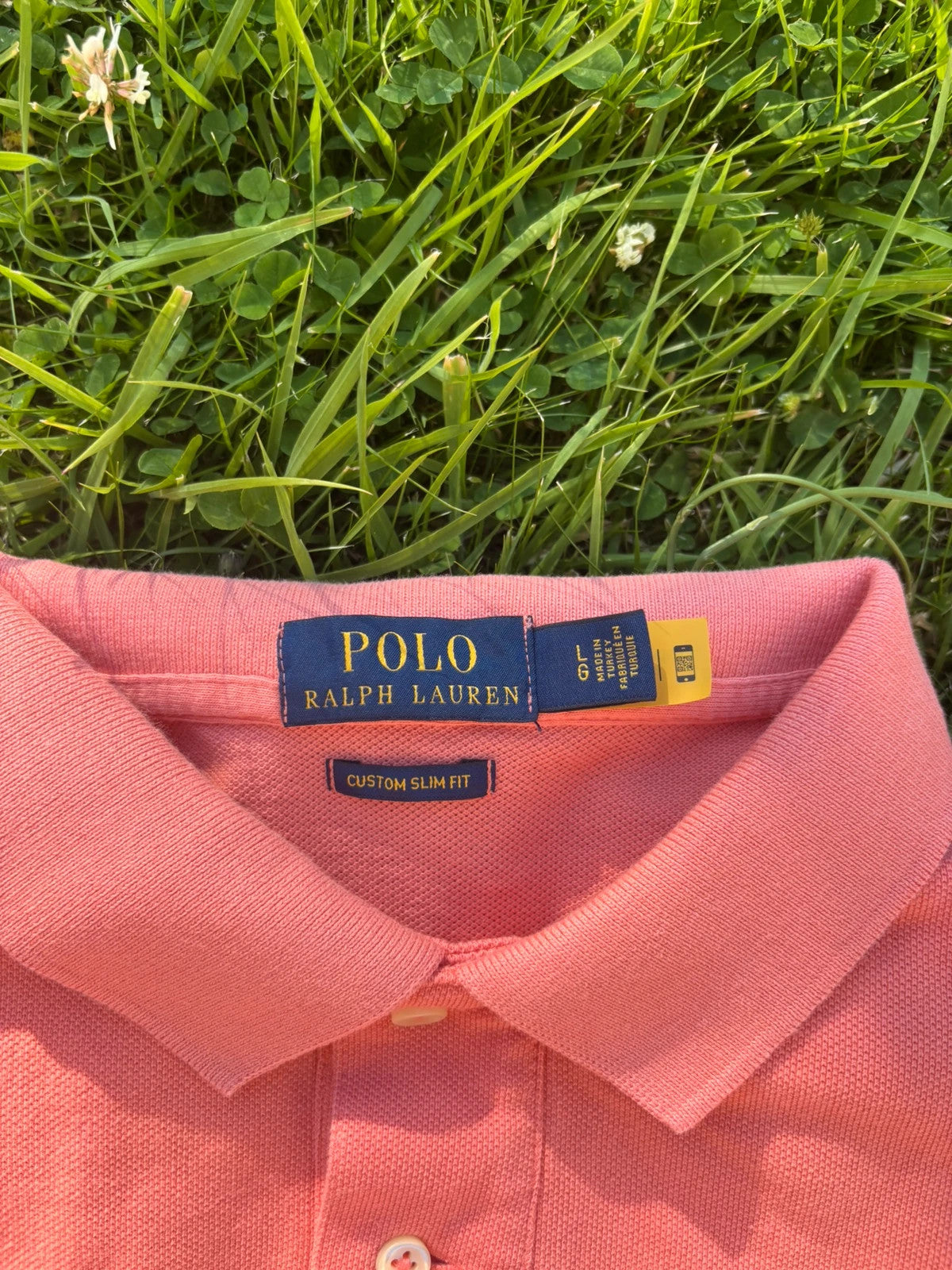 Ralph Lauren Coral Polo Shirt "Custom Slim Fit" - Size Large RRP £120