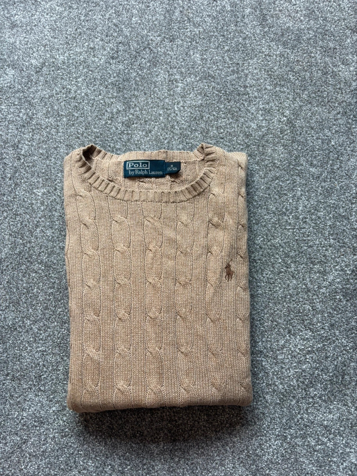 Ralph Lauren Beige Cable-knit Jumper - Size Medium