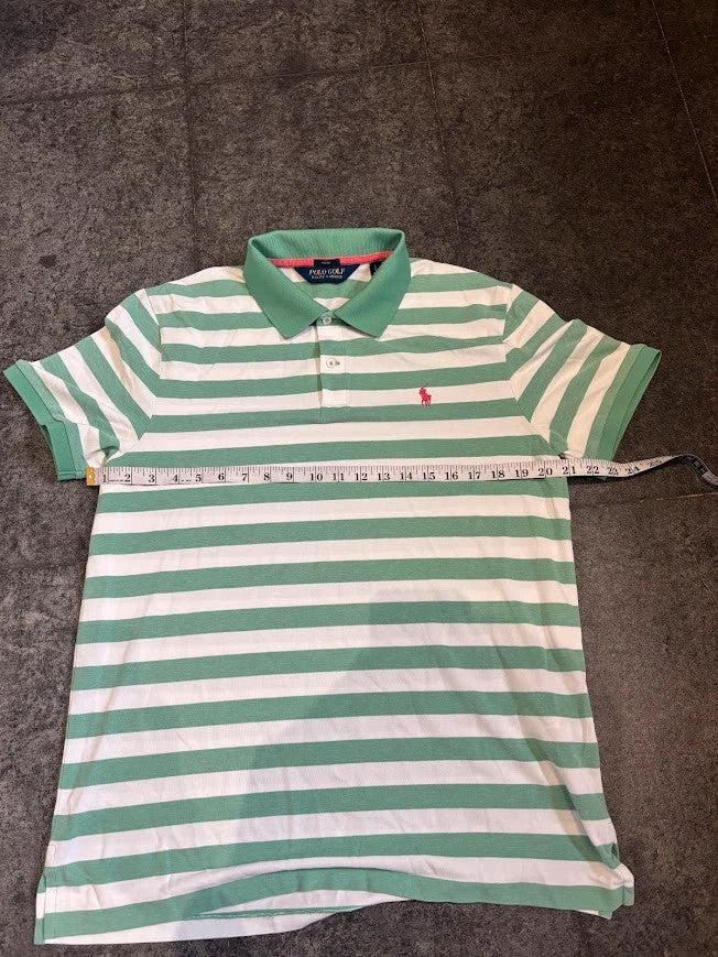 Ralph Lauren Polo Shirt Mens Large Green & White Pro Fit Polo