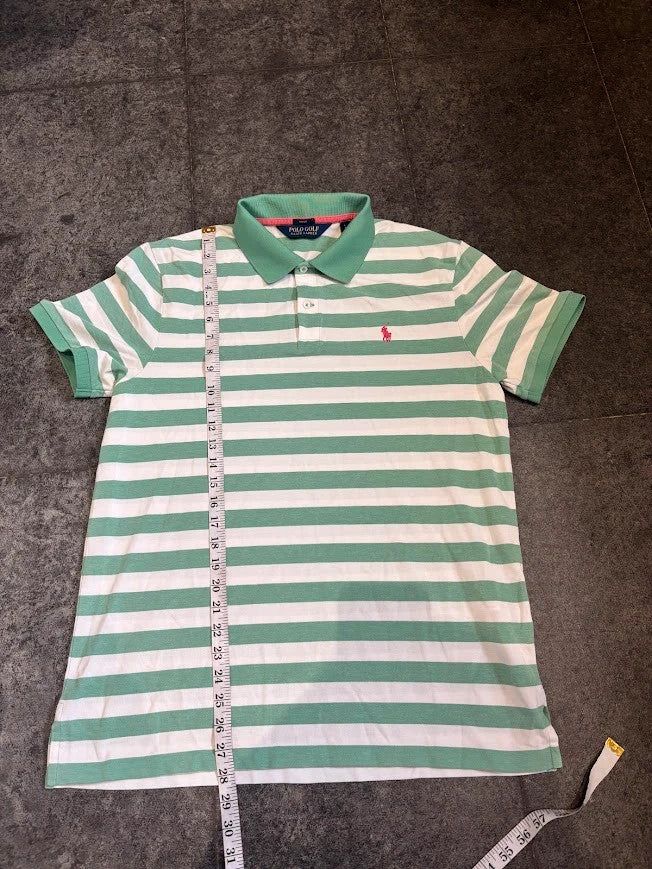 Ralph Lauren Polo Shirt Mens Large Green & White Pro Fit Polo